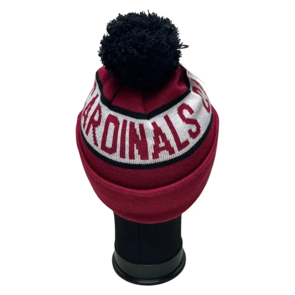 Arizona Cardinals NFL Mens Logo Repeat Cuffed Knit Pom Beanie Hat Red Black OSFM